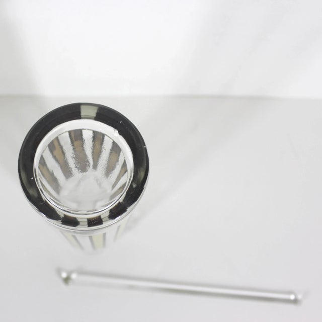 Mid Century Modern Cocktail Mixer With Stir Stick Culver 24k Gold and Black Striped Glass, Signed For Sale - Image 10 of 11