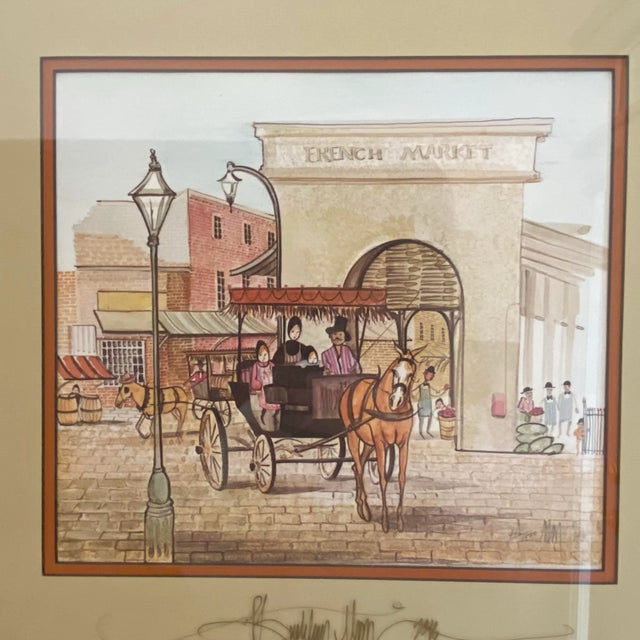 1980s Framed P. Buckley Moss “French Market” Limited Edition Print – Thrice Signed, Southern Heritage Americana For Sale - Image 5 of 7