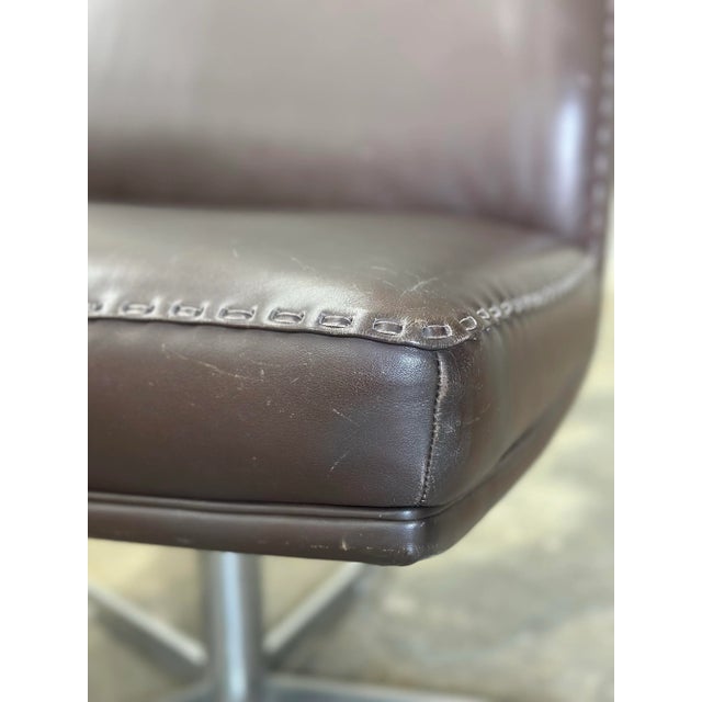 Brown 1970s De Sede Leather and Metal Swivel Chairs- A Pair For Sale - Image 8 of 12