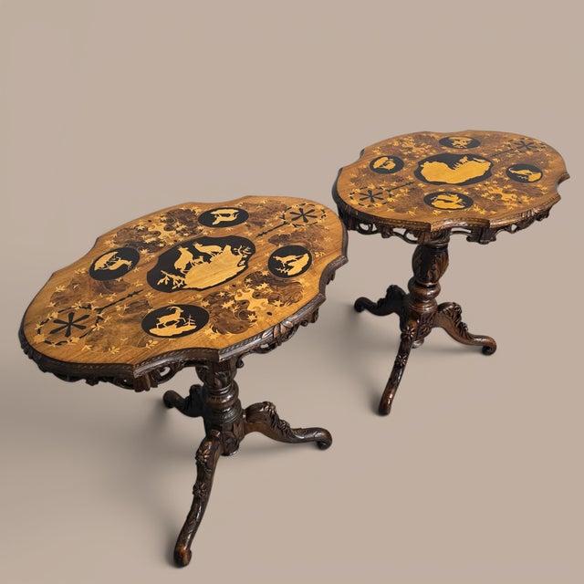 Black Forest Inlaid Lamp Tables, 1880, Set of 2 For Sale - Image 13 of 13