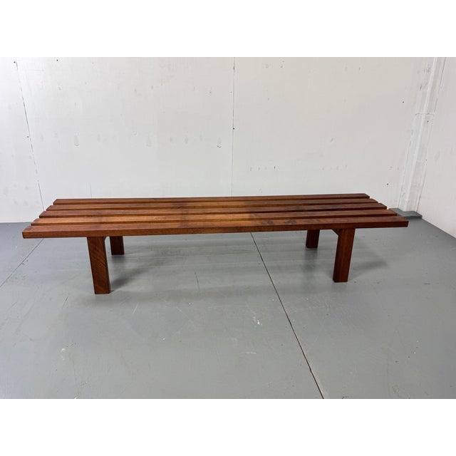 1960s Mid-Century Modern Brown Wood Slatted Coffee Table by Martin Visser for 't Spectrum, 1960s For Sale - Image 5 of 9