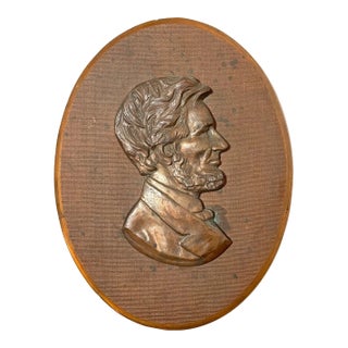 Antique 1800's Realistic Bronze Abraham Lincoln President Wall Plaque Medallion For Sale