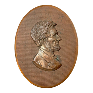 Antique 1800's Realistic Bronze Abraham Lincoln President Wall Plaque Medallion