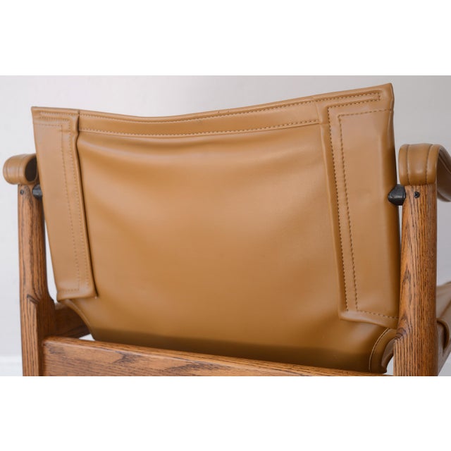 Wood Douglas Heaslett Brown Saltman Safari Sling Lounge Chair For Sale - Image 7 of 15