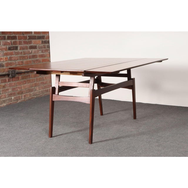 1960s Danish Modern "Elevator" Metamorphic Coffee Table / Dining Table With Two Leaves For Sale - Image 5 of 18