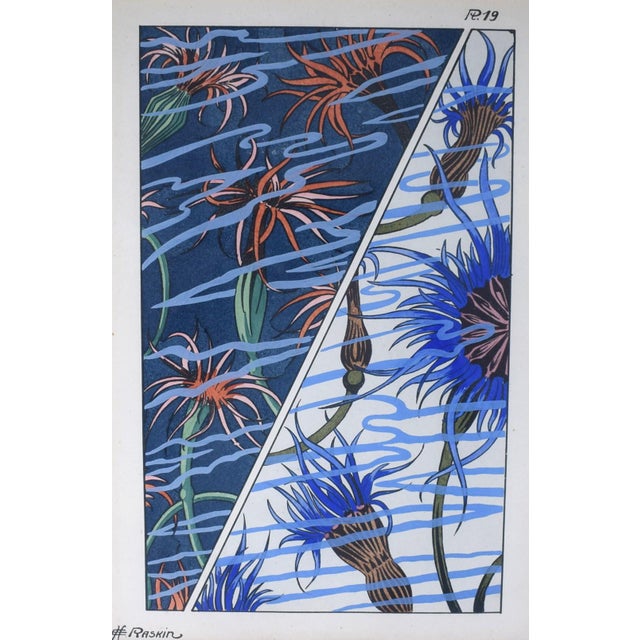 Print Sz: 13 5/8"H x 9 1/4"W Frame Sz: 17 7/8"H x 13 5/8"W w/ coral mat & gilt bamboo frame Artist: E. H. Raskin