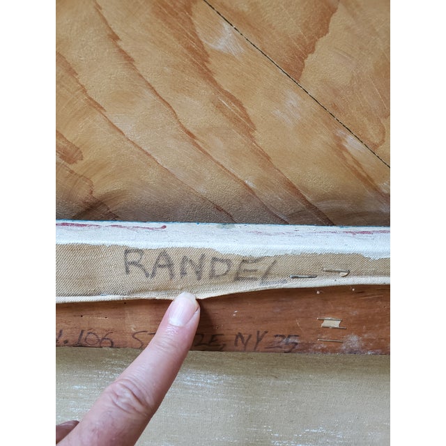 Royal Blue 1960s Mid Century Modern Vintage Signed Abstract Painting For Sale - Image 8 of 10