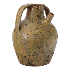 Large Antique French Glazed Terracotta Olive Oil Jug
