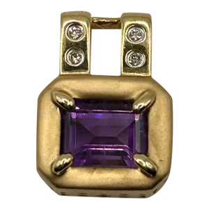 Amethyst & Diamond 14k Yellow Gold Pendant
