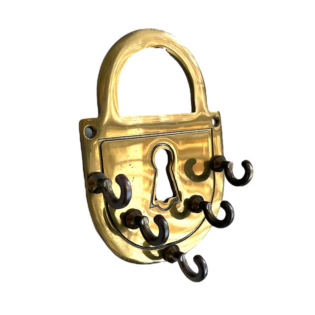 Vintage English Brass Padlock Shape Key Holder Lock Skeleton
