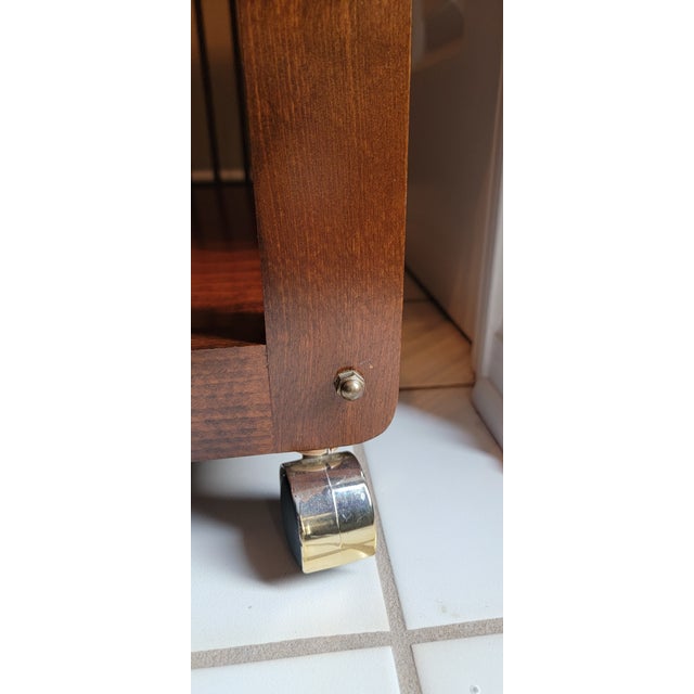 Brown Mid-Century Modern Brass and Mahogany Bar Cart For Sale - Image 8 of 17