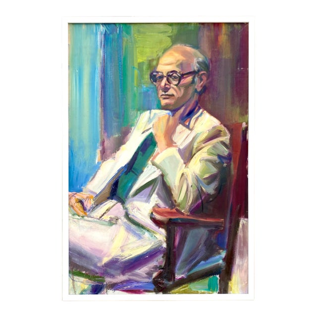 Vintage Original Oil Portrait B. Yutarian For Sale