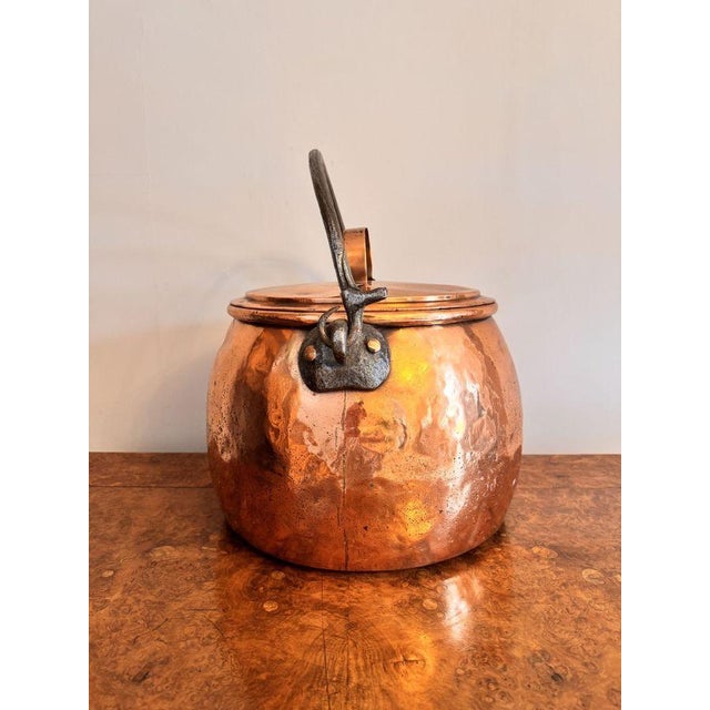 Large Antique George III Copper Lidded Pot, 1800s For Sale - Image 4 of 7