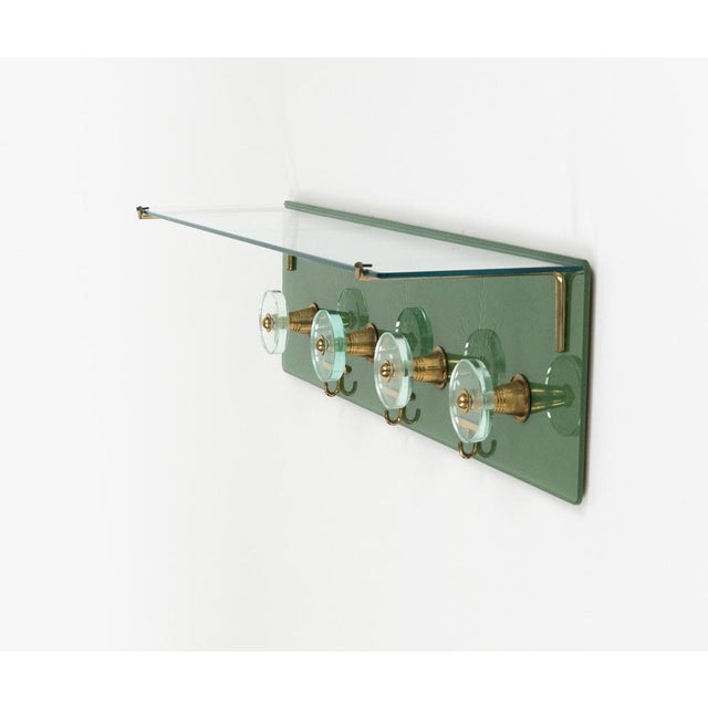 Mid-Century Coat Rack Shelf in Glass and Brass attributed to Cristal Arte, Italy, 1950s For Sale - Image 11 of 17
