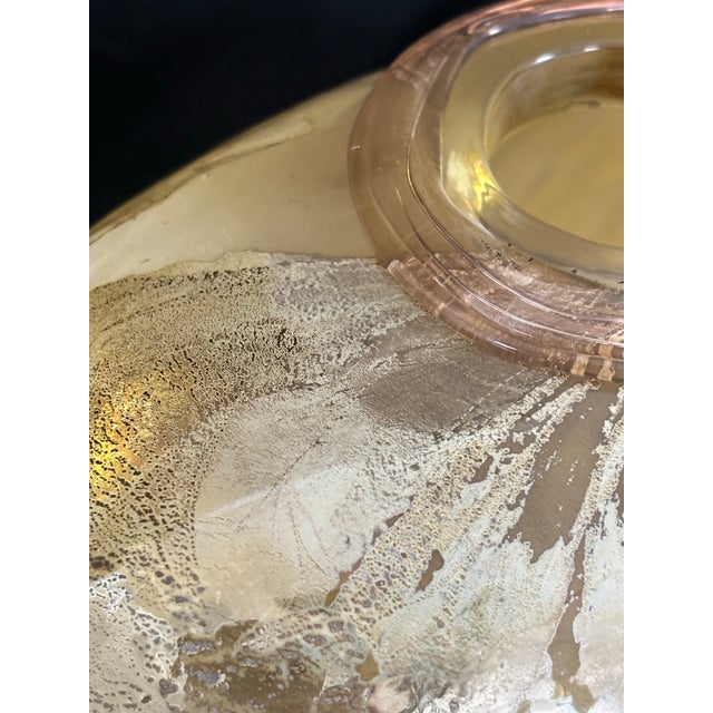 1980s Charlie Meaker Art Glass Large Gold/Copper Luster ‘Torpedo’ Oblong Vase For Sale In Orlando - Image 6 of 12