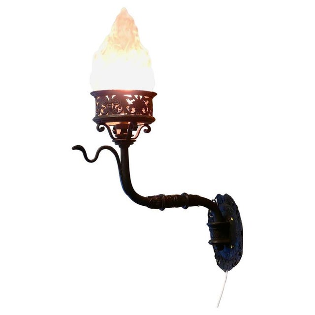 Gold Large and Heavy Gothic Iron Castle Wall Light For Sale - Image 8 of 8