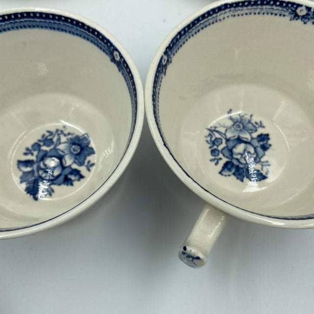 1940s Royal Staffordshire Tonquin Blue Transferware Tea Cups & Saucers – 14 pcs For Sale - Image 12 of 12