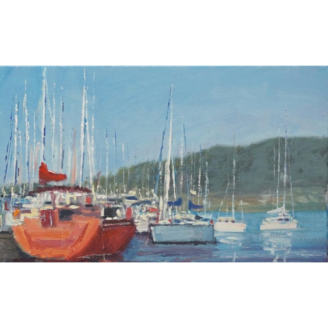 Sean Wu, Original Oil Painting of Sailboat For Sale - Image 4 of 5