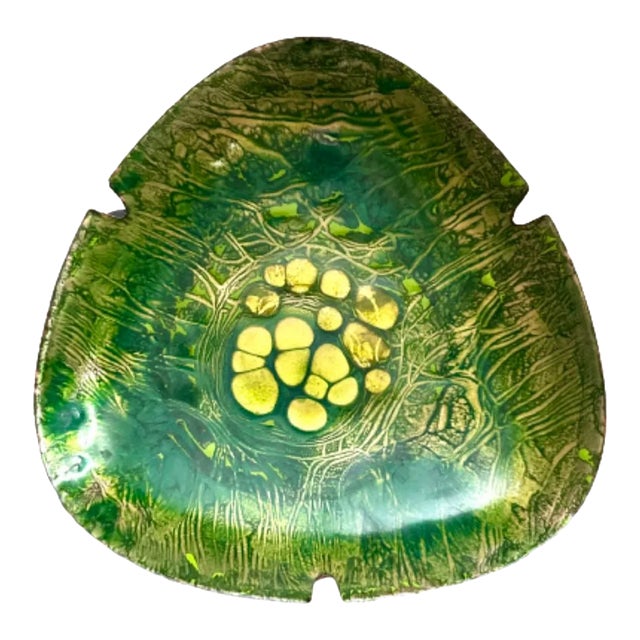 1960s Mid-Century Modern Enameled Brass Ashtray For Sale