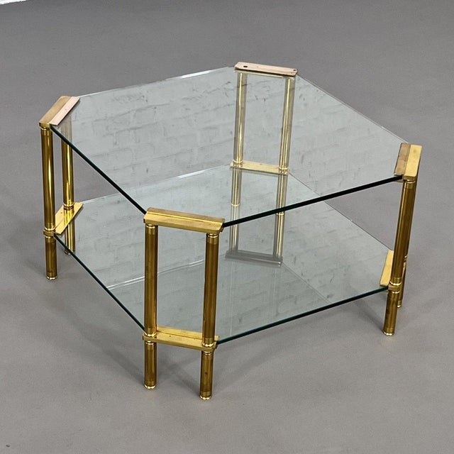 Coffee Table in Brass and Glass, 1970s For Sale - Image 9 of 9