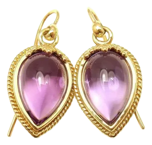 Late 20th Century Temple St. Clair Yellow Gold Chinese Bead Amethyst Earrings, A Pair