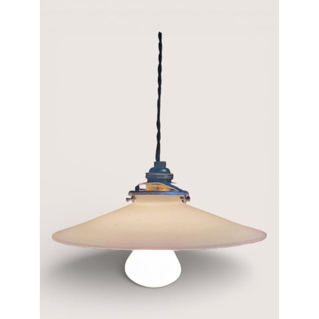 White Opaline Glass Pendant Light, 1920 For Sale - Image 3 of 7