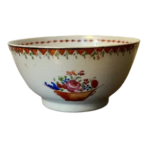 Antique Early 19th Century Chinese Export Porcelain Tea Cup or Bowl for the American Federal Market 1800 - 1810