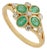 14k Yellow Gold Zambian Emerald & Diamond Floral Vintage Ring Size 6.5 For Sale
