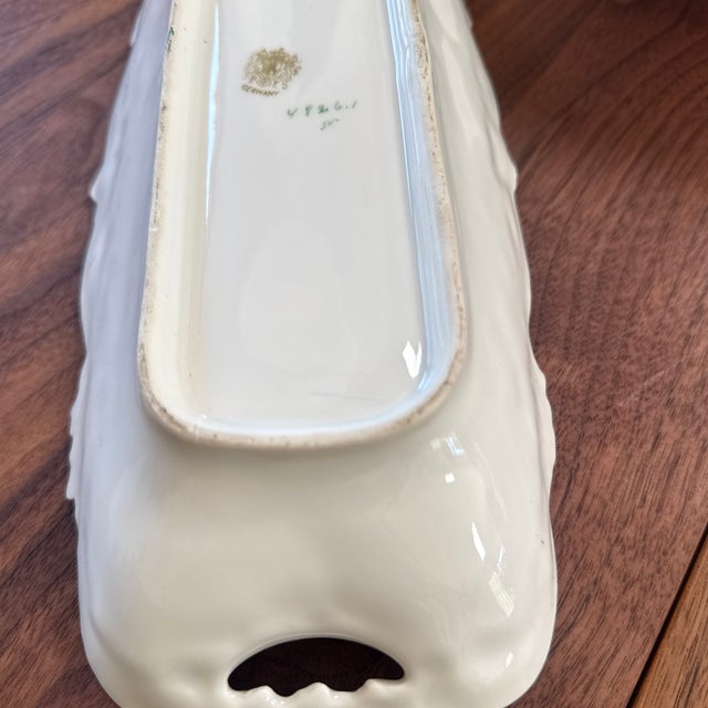 Antique p.t. Germany Tettau Porcelain Celery Dish, Magenta Floral Relish Tray, Circa 1902 For Sale - Image 9 of 12
