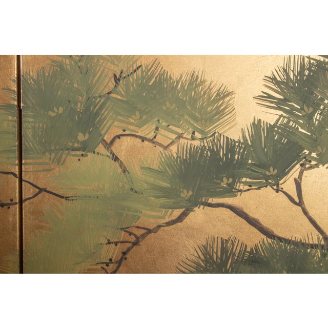 1960s Shōwa Era Japanese Byobu Screen, "Pine Tree Branch" For Sale In Dallas - Image 6 of 17