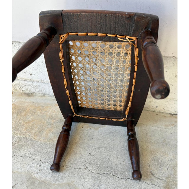 19th Walnut Footstool W/ Cane Seat For Sale - Image 4 of 5