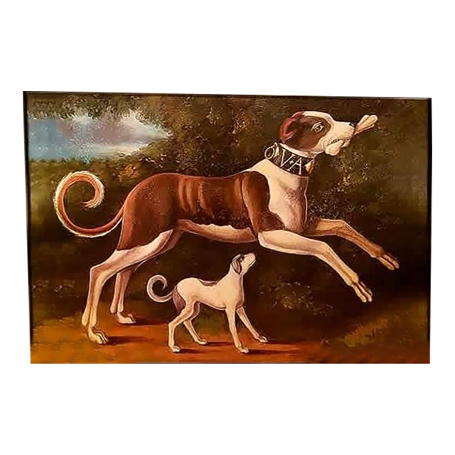 English Dog Painting With Two Dogs, Quite Large Reproduction For Sale