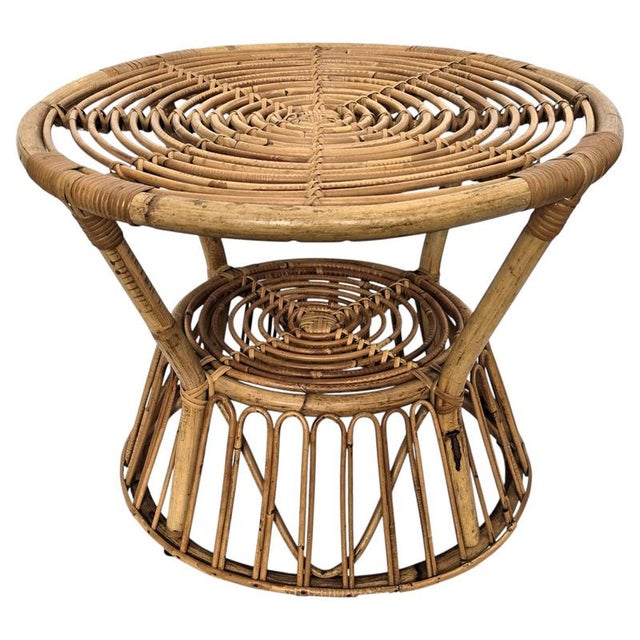 Vintage Italian Bamboo Rattan Accent Table by Tito Agnoli, 1960s For Sale - Image 9 of 9