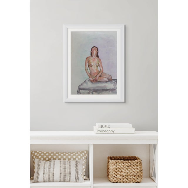Paper "Embracing the Light" Original Impressionist Nude Figure Watercolor on Paper Painting Art by Anna Novick, Framed For Sale - Image 7 of 9