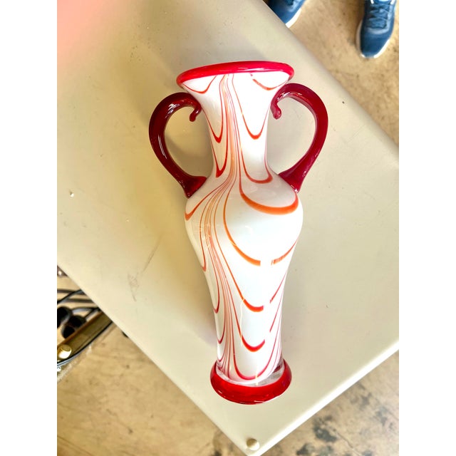 Fenton Art Glass Company Vintage Murano Style Blown Glass Vase For Sale - Image 4 of 8