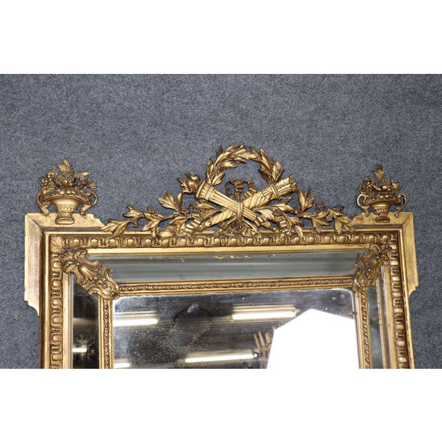 Fine Quality 1870s Era Genuine Gold Leaf Carved Walnut Tall Wall Mirror For Sale - Image 4 of 11