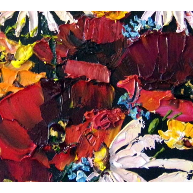 Maya Eventov Blanket of Beauty Oil Flower Canvas With Beautiful Custom Frame Me012209-17 For Sale - Image 4 of 6