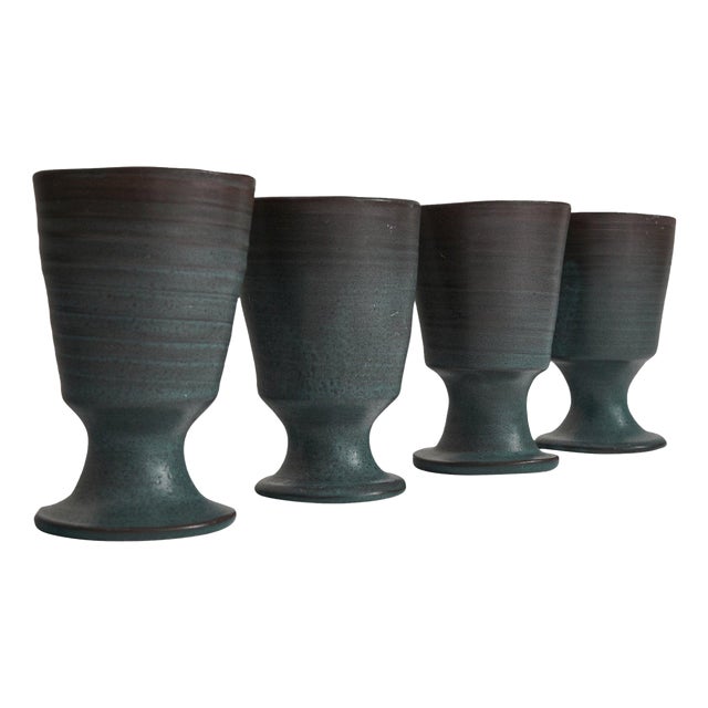 Mid-Century Dutch Studio Pottery Goblets, 1960s, Set of 4 For Sale