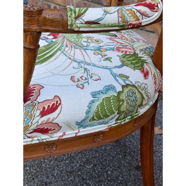 This is a beautiful antique French chair frame that has recently been reupholstered! The new fabric is a gorgeous...