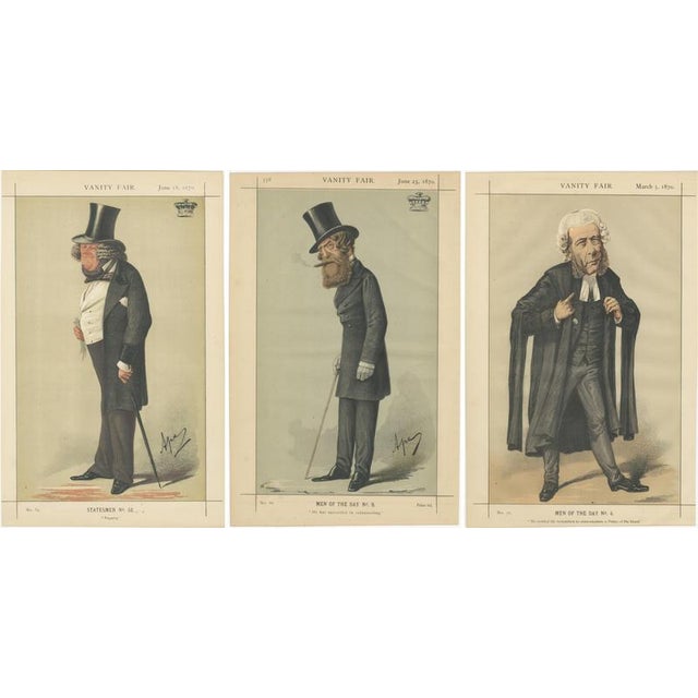 Late 19th Century Vanity Fair Portraits of Victorian Gentlemen, 1870, Paper, Set of 3 For Sale - Image 5 of 9