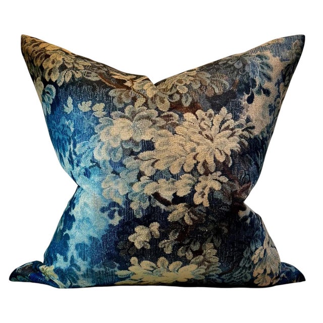 Mid 20th Century Vintage Old World Weavers Verdure Tapestry Linen and Cotton Down Pillows - A Pair For Sale - Image 5 of 5