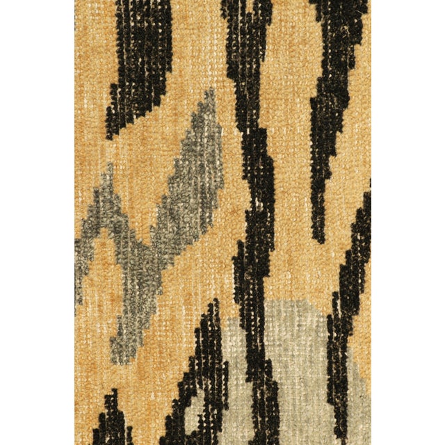 Modern Rug & Kilim’s Distressed Square Tiger Skin Rug in Gold, Black and Gray Tones For Sale - Image 3 of 7