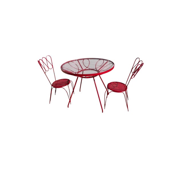 Gio Ponti Garden Table and Chairs in Red Lacquered Iron by Gio Ponti, 1950s, Set of 3 For Sale - Image 4 of 4