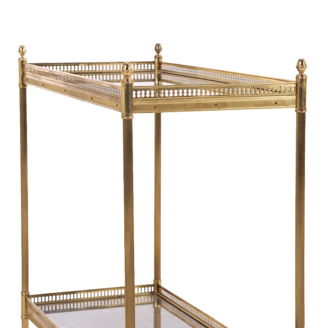 Neoclassical A Pair of French Neoclassical Brass & Glass Tables, Attributed to Maison Jansen, C. 1945. For Sale - Image 3 of 6