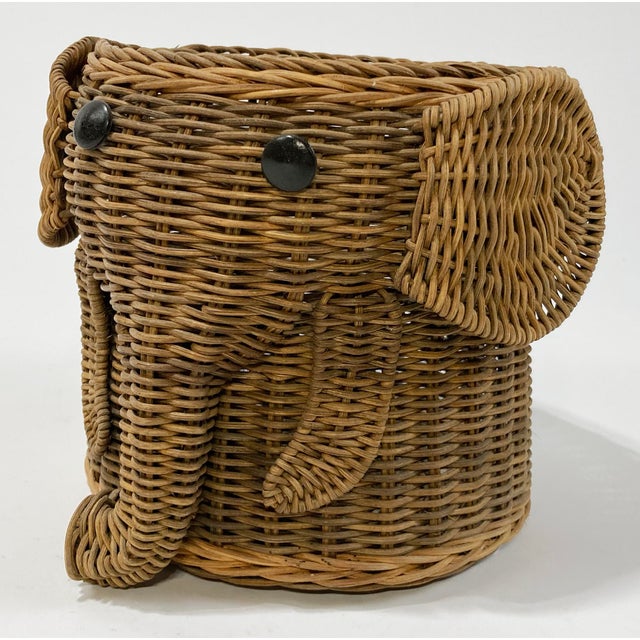 Late 20th Century Late 20th Century Wicker Elephant Motif Planter or Basket For Sale - Image 5 of 7