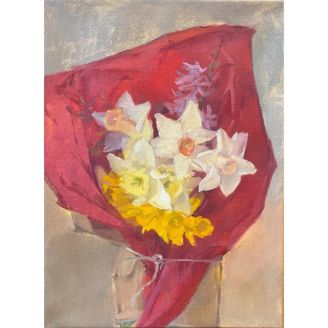 Spring Flowers Botanical Still Life Oil Painting by Michelle Farro For Sale