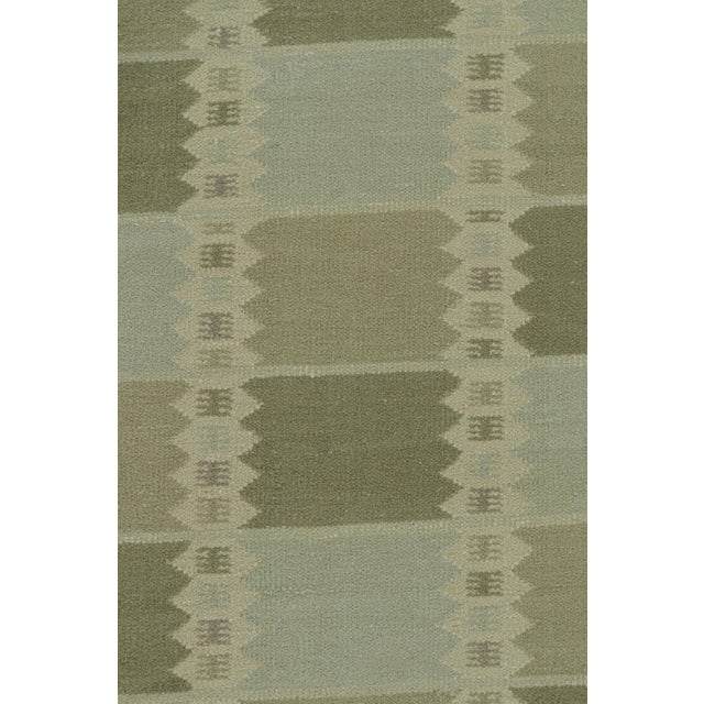 Mid-Century Modern Rug & Kilim’s Scandinavian Style Custom Rug in Green With Geometric Patterns For Sale - Image 3 of 8