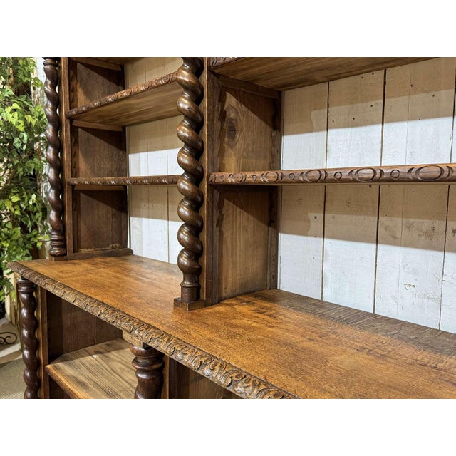 Antique Oak and Fir Wood-Paneled Bookcase, 1900s For Sale - Image 11 of 18
