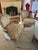 Louis XVI Style Distressed Cream Painted Bergere Chairs - A Pair For Sale - Image 4 of 12