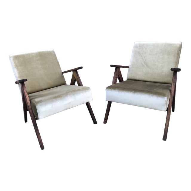 Set of Bottle Green Armchairs, 1970s For Sale